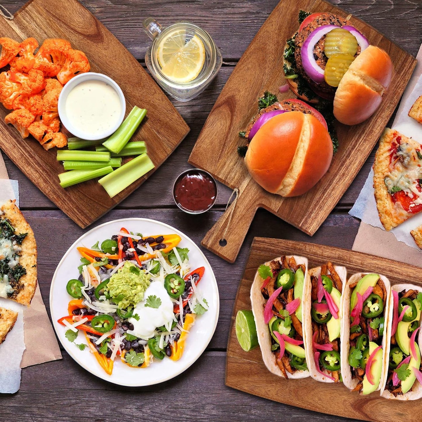 12 Packs Wooden Cutting Board Set with Handles 15 x 7 Inch Large Kitchen Serving Plain Chopping Board Bulk Gifts for Mom for Vegetables Meat Pizza Cheese Fruit Bread(Bamboo)