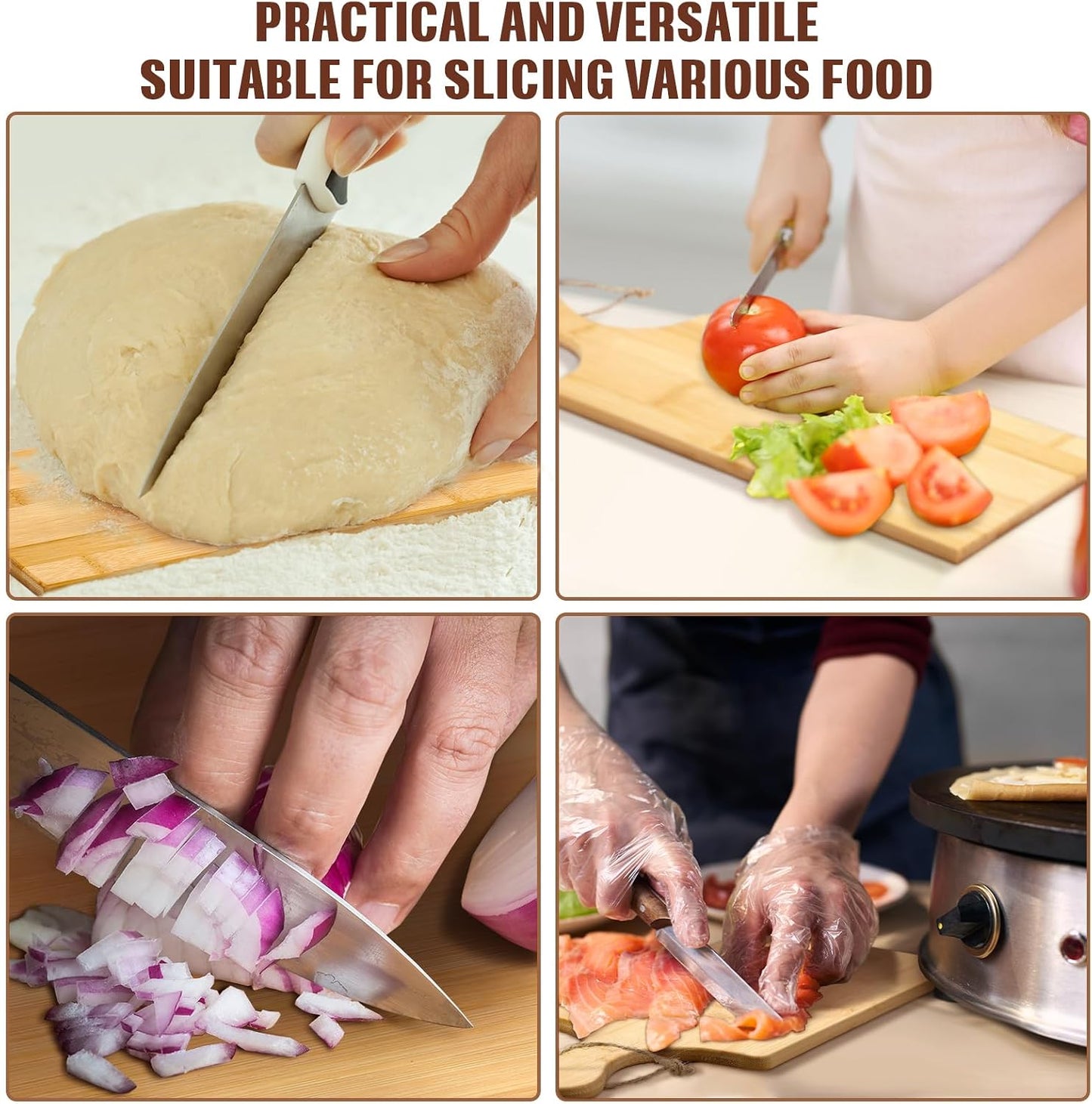 12 Packs Wooden Cutting Board Set with Handles 15 x 7 Inch Large Kitchen Serving Plain Chopping Board Bulk Gifts for Mom for Vegetables Meat Pizza Cheese Fruit Bread(Bamboo)