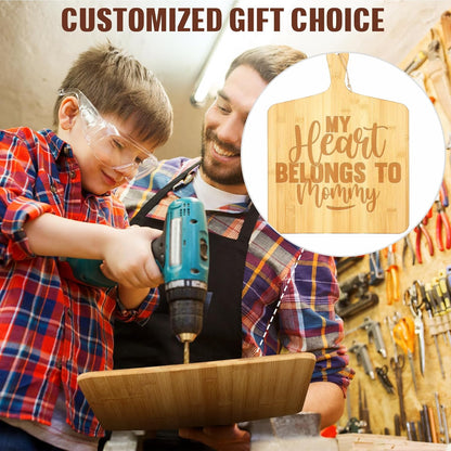12 Packs Wooden Cutting Board Set with Handles 15 x 7 Inch Large Kitchen Serving Plain Chopping Board Bulk Gifts for Mom for Vegetables Meat Pizza Cheese Fruit Bread(Bamboo)