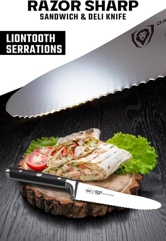 Ultimate Sandwich Knife - 6 inch Utility Knife - Gladiator Series Elite - Spreader - Forged German High-Carbon Steel - Sheath Included - Ham, Cheese, Bread Knife Gift- NSF Certified