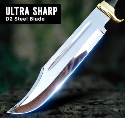 14" Crocodile Dundee Bowie Knife with Sheath-Hunting Knife with Sheath-Mirror Polished Survival Tactical Knife,Cuchillos de caza for Camping, Outdoor, Bushcraft- Knives for Men