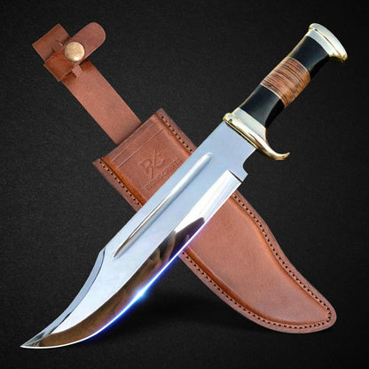 14" Crocodile Dundee Bowie Knife with Sheath-Hunting Knife with Sheath-Mirror Polished Survival Tactical Knife,Cuchillos de caza for Camping, Outdoor, Bushcraft- Knives for Men