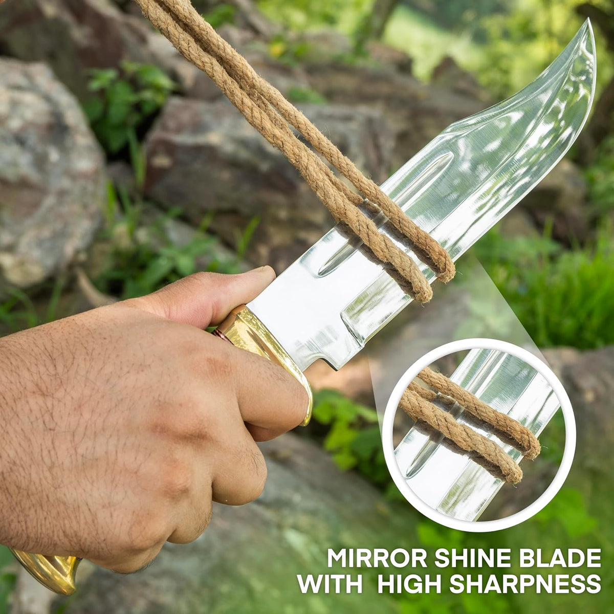14" Crocodile Dundee Bowie Knife with Sheath-Hunting Knife with Sheath-Mirror Polished Survival Tactical Knife,Cuchillos de caza for Camping, Outdoor, Bushcraft- Knives for Men