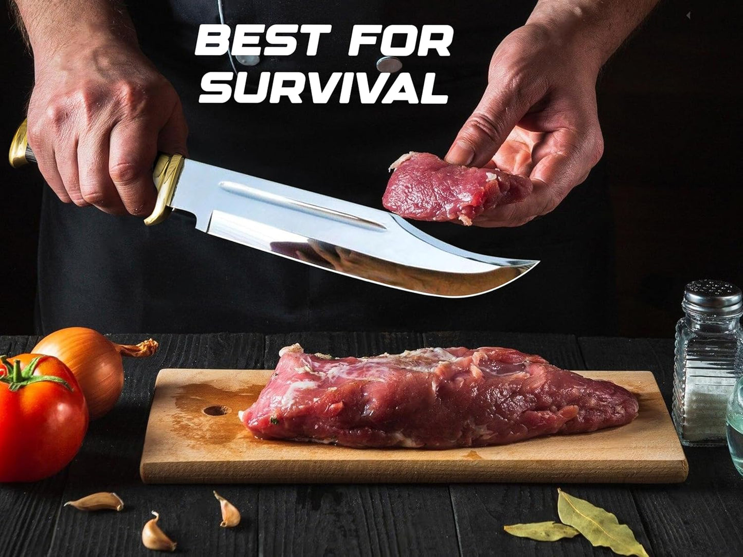 14" Crocodile Dundee Bowie Knife with Sheath-Hunting Knife with Sheath-Mirror Polished Survival Tactical Knife,Cuchillos de caza for Camping, Outdoor, Bushcraft- Knives for Men