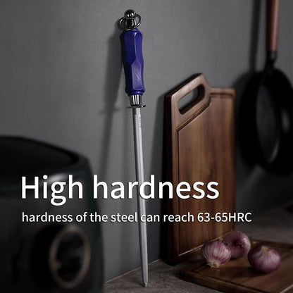 Honing Steel 10 inch Professional Knife Sharpener Honing Rod, Fine Lines, High Carbon Steel, High hardness, Knife Sharpening Steel
