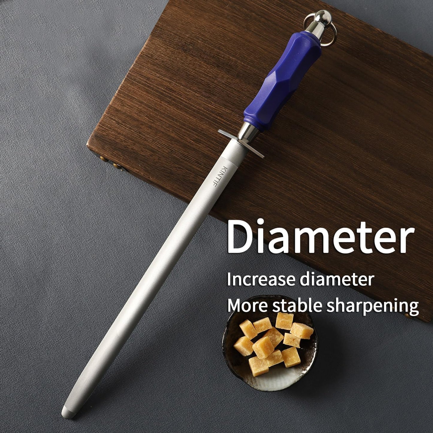 Honing Steel 10 inch Professional Knife Sharpener Honing Rod, Fine Lines, High Carbon Steel, High hardness, Knife Sharpening Steel