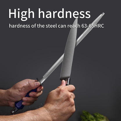Honing Steel 10 inch Professional Knife Sharpener Honing Rod, Fine Lines, High Carbon Steel, High hardness, Knife Sharpening Steel