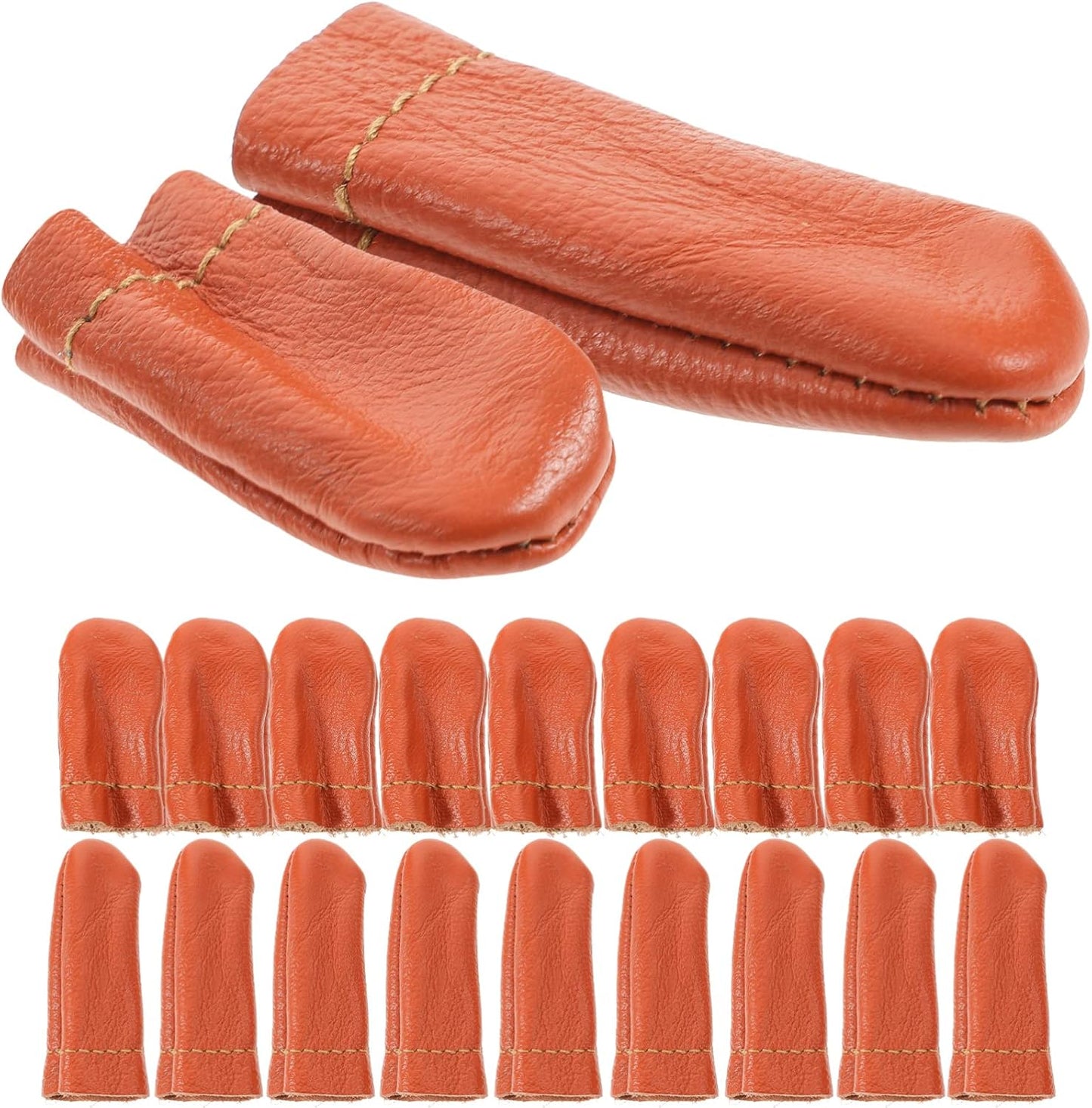 20 Pcs Leather Finger Cots Needle Felting Finger Protectors Thumb Thimble Embroidery Needlework Fingers Thumb Protection Sleeve Cots (Random Color)