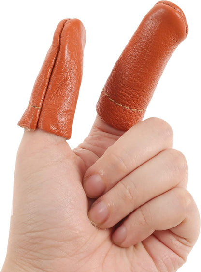 20 Pcs Leather Finger Cots Needle Felting Finger Protectors Thumb Thimble Embroidery Needlework Fingers Thumb Protection Sleeve Cots (Random Color)