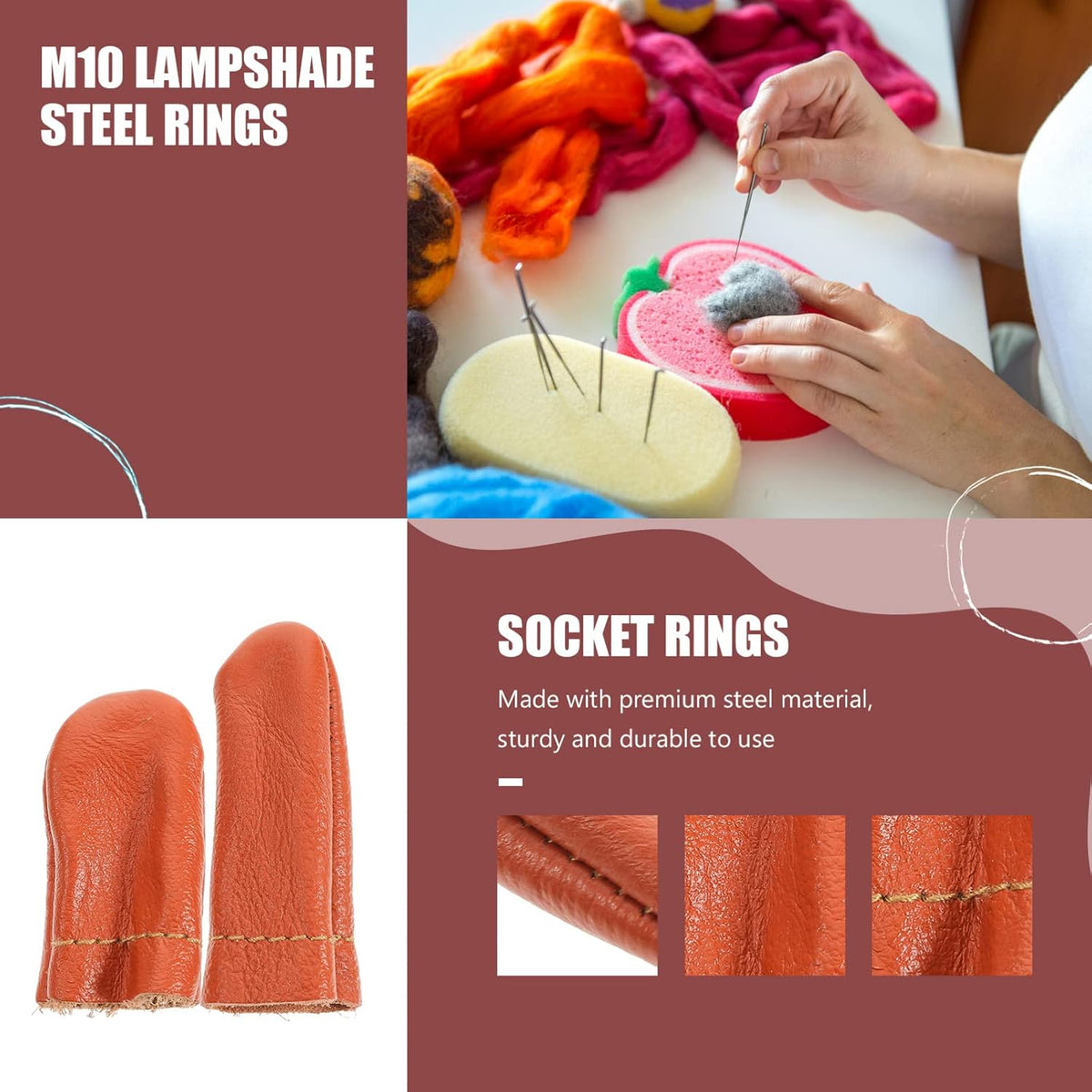 20 Pcs Leather Finger Cots Needle Felting Finger Protectors Thumb Thimble Embroidery Needlework Fingers Thumb Protection Sleeve Cots (Random Color)