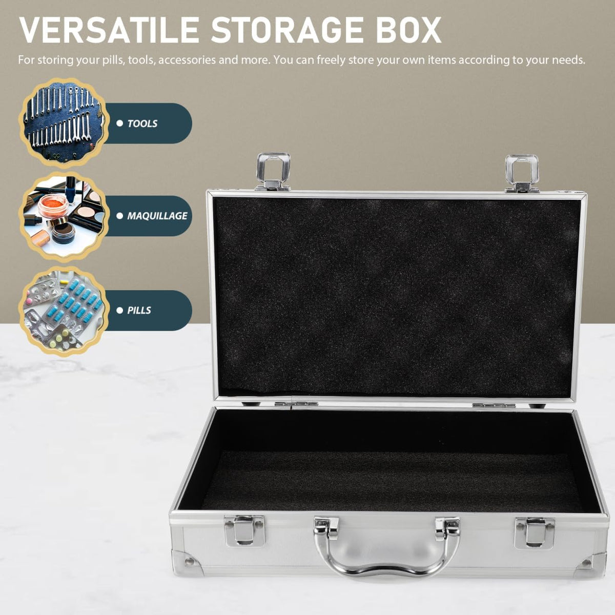 ERINGOGO Aluminum Alloy Tool Case with Lock and Handle Makeup Microphone | Camera Medicine Storage Box Multi-Functional for Travel Use aluminum alloy ABS Plastic and Wood Lining11.79x6.68x3.07In