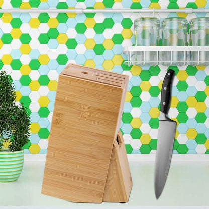 Universal Knife Block, Multifunctional Kitchen Counter Storage Rack with Multiple Holes for Knife Organization