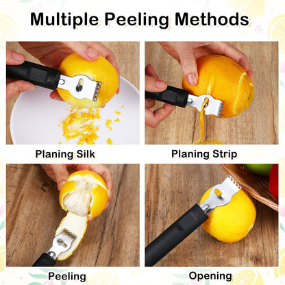 Lemon Zester, Channel Knife, Peeler, Stainless Steel Bartender Accessories for Cocktail Garnish, Citrus Orange and Lemon Peeler - Bar Accessories for Home