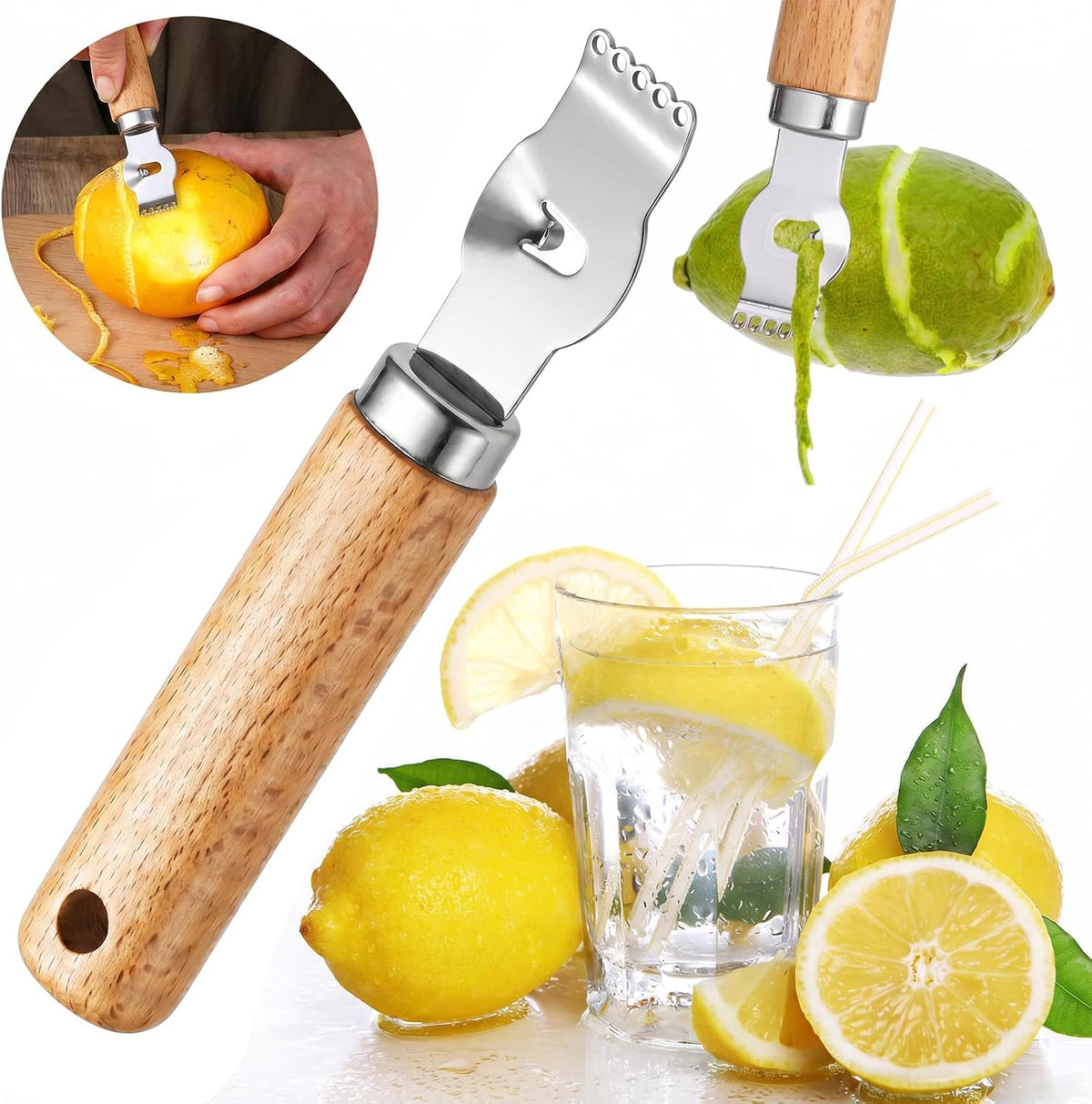 Lemon Zester, Channel Knife, Peeler, Stainless Steel Bartender Accessories for Cocktail Garnish, Citrus Orange and Lemon Peeler - Bar Accessories for Home