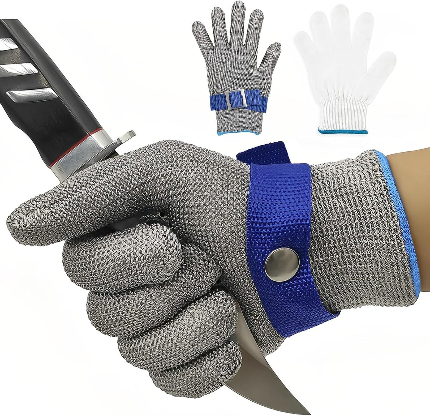 ANSI A9 Cut Resistant Glove,Stainless Steel Mesh Metal Glove,Food Grade for Kitchen Cooking, Butcher Meat Cutting, Oyster Shucking, Mandoline, Fishing,L,1pcs