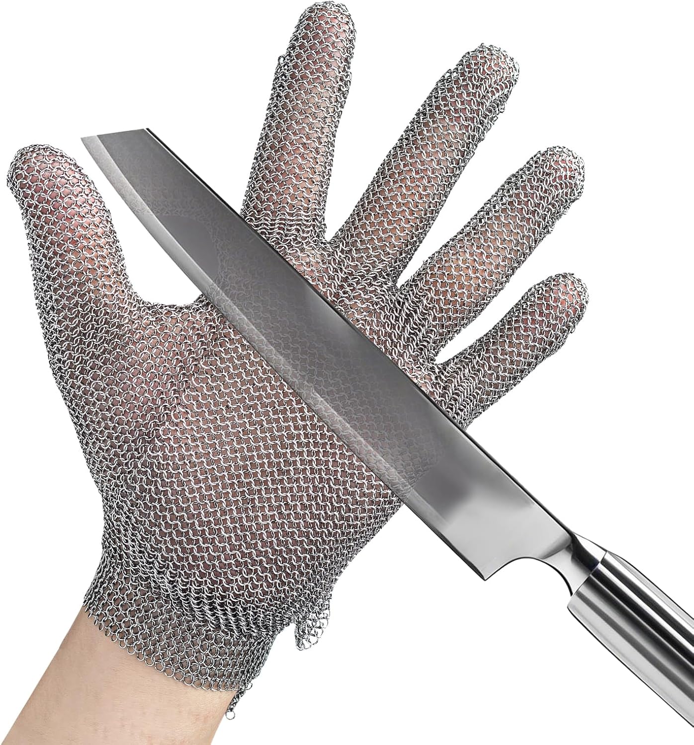 ANSI A9 Cut Resistant Glove,Stainless Steel Mesh Metal Glove,Food Grade for Kitchen Cooking, Butcher Meat Cutting, Oyster Shucking, Mandoline, Fishing,L,1pcs