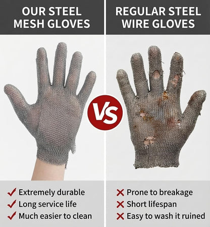 ANSI A9 Cut Resistant Glove,Stainless Steel Mesh Metal Glove,Food Grade for Kitchen Cooking, Butcher Meat Cutting, Oyster Shucking, Mandoline, Fishing,L,1pcs
