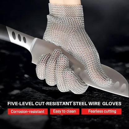 ANSI A9 Cut Resistant Glove,Stainless Steel Mesh Metal Glove,Food Grade for Kitchen Cooking, Butcher Meat Cutting, Oyster Shucking, Mandoline, Fishing,L,1pcs