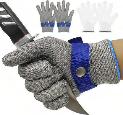 ANSI A9 Cut Resistant Glove,Stainless Steel Mesh Metal Glove,Food Grade for Kitchen Cooking, Butcher Meat Cutting, Oyster Shucking, Mandoline, Fishing,L,1pcs