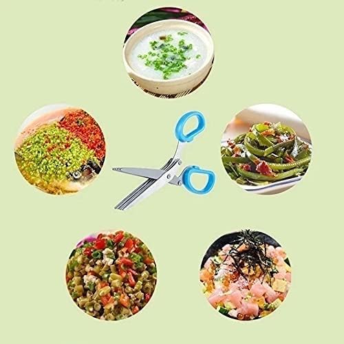 Multilayer Stainless Steel Multifunctional Knives Kitchen Scissors Chive Cutter Herb Spice Kitchen Slicer Shredded Scallion Cut