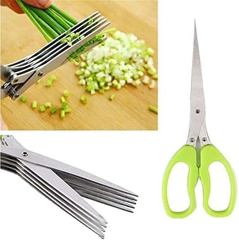 Multilayer Stainless Steel Multifunctional Knives Kitchen Scissors Chive Cutter Herb Spice Kitchen Slicer Shredded Scallion Cut