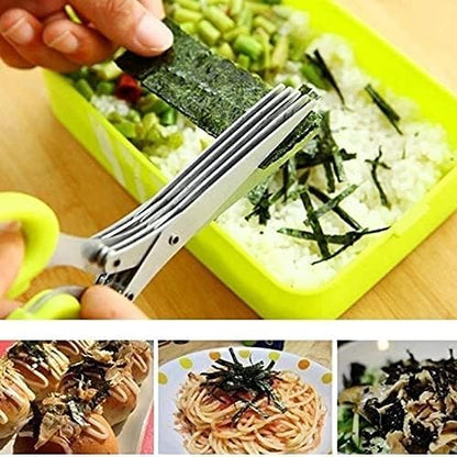 Multilayer Stainless Steel Multifunctional Knives Kitchen Scissors Chive Cutter Herb Spice Kitchen Slicer Shredded Scallion Cut