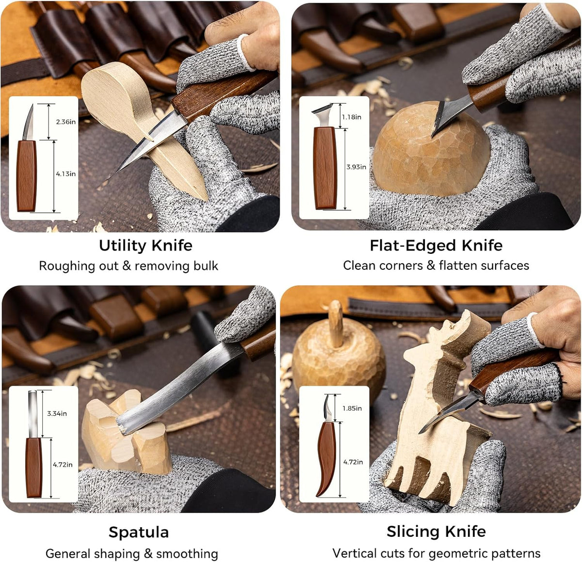 Wood Carving Kit, 68 PCS Complete Whittling Kit for Beginners Adults, 16 Wood Carving Knives, 8 Basswood Blocks, Leather Storage Bag, Gloves, Paints & Templates, DIY Carving Tools Gift Set