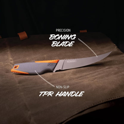 VANTEX - Premium 5" Boning Knife, High Carbon Steel, Ergonomic Handle & Titanium Coated Blade, Great for Field Dressing Processing Elk and Deer