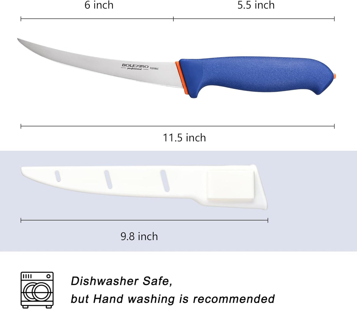 6 Inch Boning Knife Flexible Curved Blade for Meat & Fish Deboning