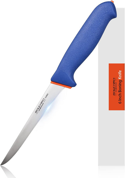 6 Inch Boning Knife Flexible Curved Blade for Meat & Fish Deboning