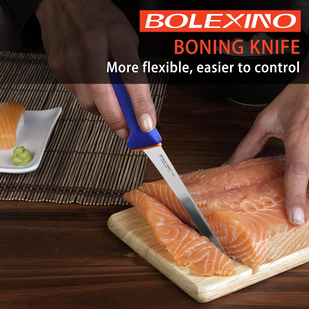 6 Inch Boning Knife Flexible Curved Blade for Meat & Fish Deboning