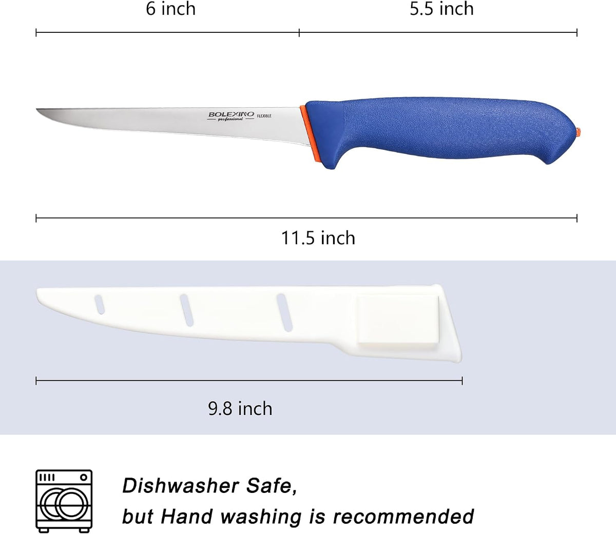 6 Inch Boning Knife Flexible Curved Blade for Meat & Fish Deboning