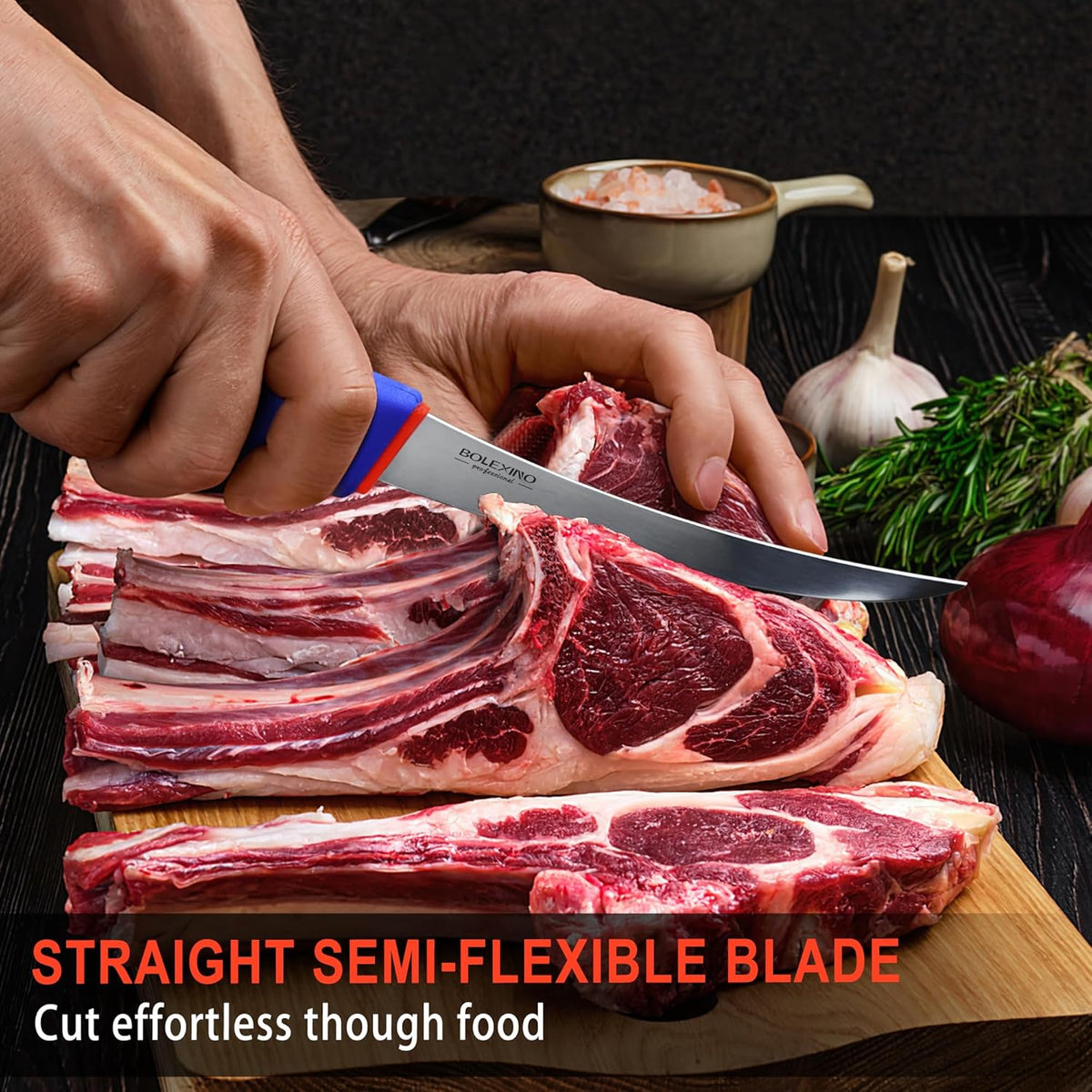 6 Inch Boning Knife Flexible Curved Blade for Meat & Fish Deboning