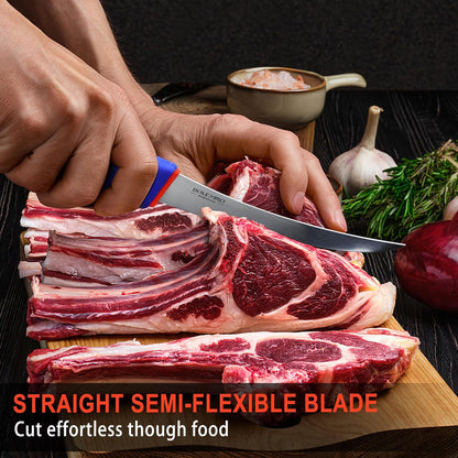 6 Inch Boning Knife Flexible Curved Blade for Meat & Fish Deboning