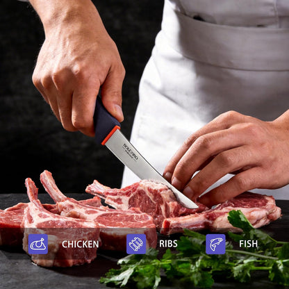 6 Inch Boning Knife Flexible Curved Blade for Meat & Fish Deboning