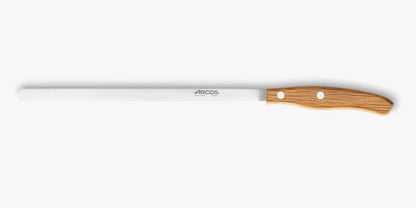 Arcos Jose Andres 10-Inch Fillet Knife Forged Meat Slicer | Professional NITRUM Stainless Steel Blade with Silk Edge | Ideal for Slicing Ham or Prosciutto | Ergonomic Holm Oak Wood Handle