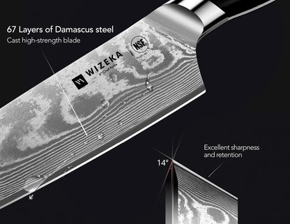 12 Inch Damascus Slicing Knife, Full-Tang, Razor Sharp | Effortless Smooth Cuts, Damascus Steel with a VG10 Core, Long-Lasting Edge, Brisket, BBQ, Large Roasts, Elegant Storage Box
