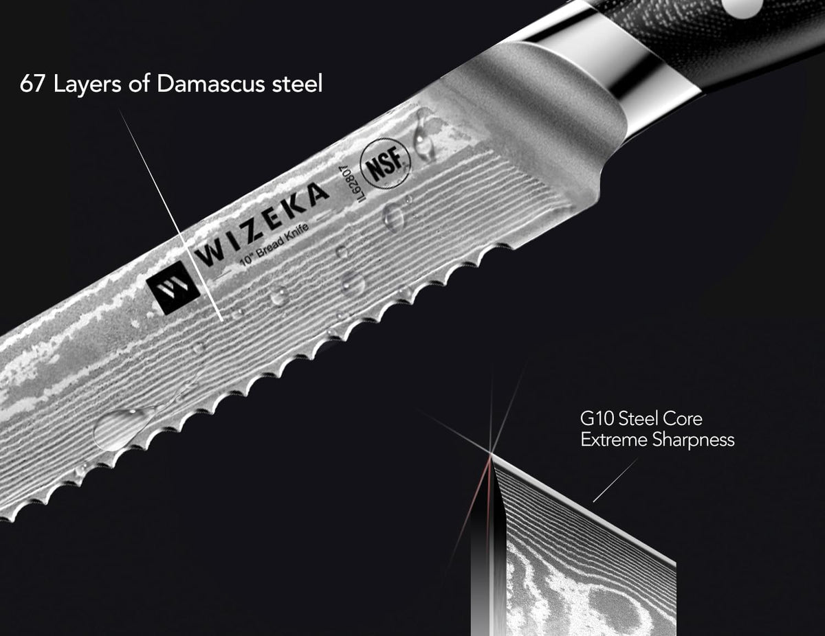 12 Inch Damascus Slicing Knife, Full-Tang, Razor Sharp | Effortless Smooth Cuts, Damascus Steel with a VG10 Core, Long-Lasting Edge, Brisket, BBQ, Large Roasts, Elegant Storage Box