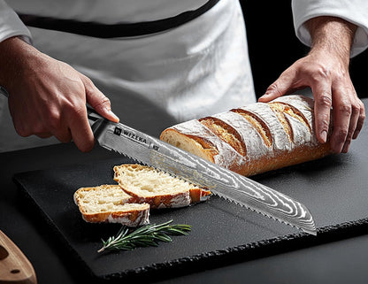 12 Inch Damascus Slicing Knife, Full-Tang, Razor Sharp | Effortless Smooth Cuts, Damascus Steel with a VG10 Core, Long-Lasting Edge, Brisket, BBQ, Large Roasts, Elegant Storage Box