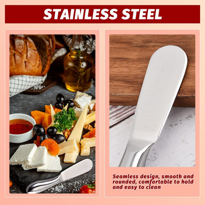 Butter Knives 4 Pieces Stainless Steel Cheese Butter Spreader Knife Set for Cold Butter, Cream Cheese, Jam, Pastry, Charcuterie, Multipurpose Kitchen Gadgets