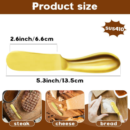 Butter Knives 4 Pieces Stainless Steel Cheese Butter Spreader Knife Set for Cold Butter, Cream Cheese, Jam, Pastry, Charcuterie, Multipurpose Kitchen Gadgets