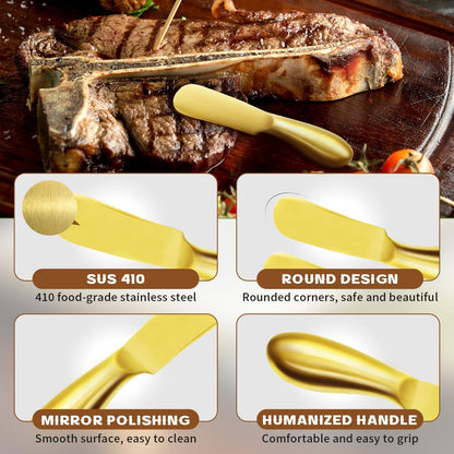 Butter Knives 4 Pieces Stainless Steel Cheese Butter Spreader Knife Set for Cold Butter, Cream Cheese, Jam, Pastry, Charcuterie, Multipurpose Kitchen Gadgets
