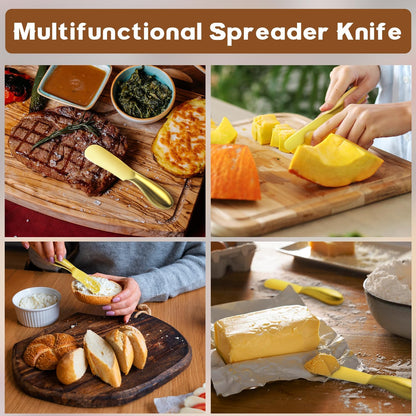 Butter Knives 4 Pieces Stainless Steel Cheese Butter Spreader Knife Set for Cold Butter, Cream Cheese, Jam, Pastry, Charcuterie, Multipurpose Kitchen Gadgets