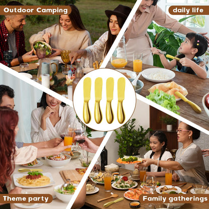 Butter Knives 4 Pieces Stainless Steel Cheese Butter Spreader Knife Set for Cold Butter, Cream Cheese, Jam, Pastry, Charcuterie, Multipurpose Kitchen Gadgets