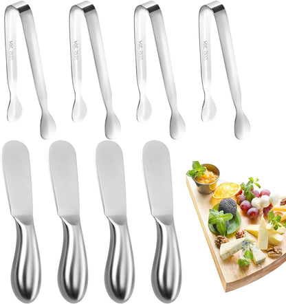 Butter Knives 4 Pieces Stainless Steel Cheese Butter Spreader Knife Set for Cold Butter, Cream Cheese, Jam, Pastry, Charcuterie, Multipurpose Kitchen Gadgets