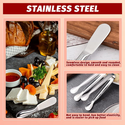 Butter Knives 4 Pieces Stainless Steel Cheese Butter Spreader Knife Set for Cold Butter, Cream Cheese, Jam, Pastry, Charcuterie, Multipurpose Kitchen Gadgets