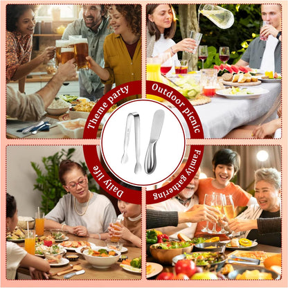 Butter Knives 4 Pieces Stainless Steel Cheese Butter Spreader Knife Set for Cold Butter, Cream Cheese, Jam, Pastry, Charcuterie, Multipurpose Kitchen Gadgets