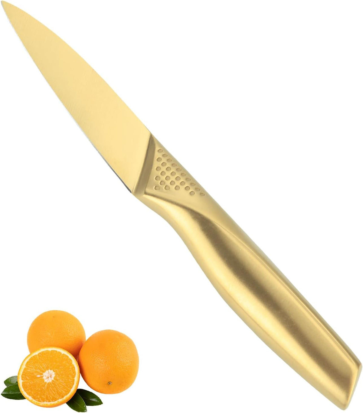Paring Knives, 4 Inches Stainless Steel Sharp Kitchen Small Fruit Vegetable Knife with Ergonomic Handle for Chefs, Cooks, Gold
