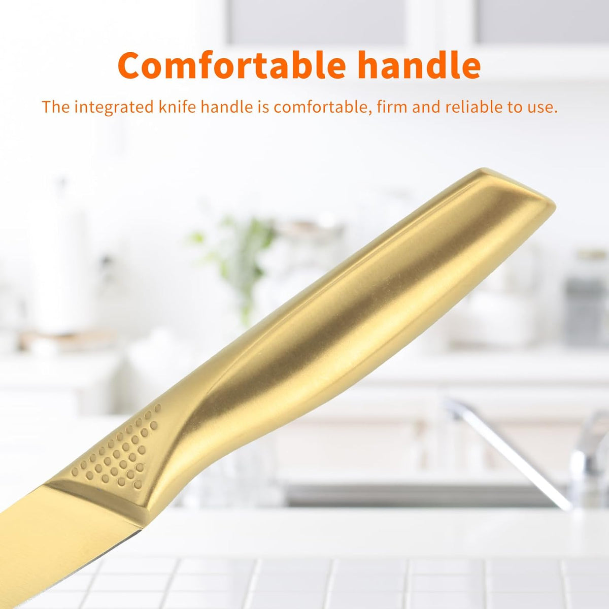 Paring Knives, 4 Inches Stainless Steel Sharp Kitchen Small Fruit Vegetable Knife with Ergonomic Handle for Chefs, Cooks, Gold