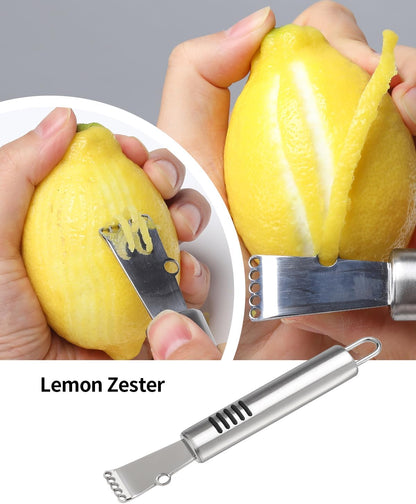 6Pcs Stainless Steel Fruit Carving Knife Set,Fruit&Vegetable Tool | Melon Baller Scoop,Crinkle&V-shape Cutter,Lemon Zester&Peeler,Detail Carving Tool,For Fruits/Veggies,Party Platter Garnishing